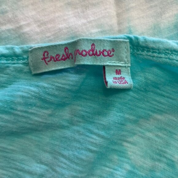 Fresh Produce aqua and white tie-dye top size M - Picture 3 of 6